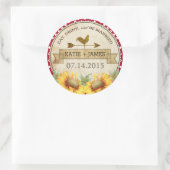 Étiquette de Mariage rustique Sunflowers Rooster (Sac)