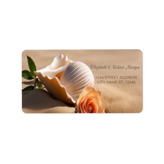 Étiquette de mariage Sable Rose Coquillage (Devant)