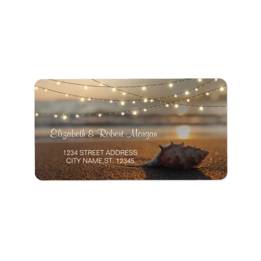 Étiquette de mariage sur la plage au coucher du so (Devant)