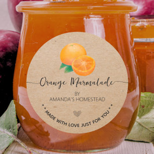 Étiquette de marmelade d'orange Kraft fait maison