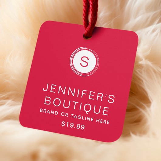 Étiquette de marque de boutique rouge et blanc mod