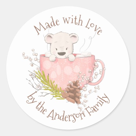 Étiquette de mélange de cacao chaud de l'ours d'hi (Devant)