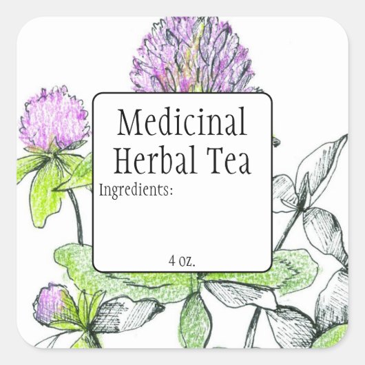 Étiquette de mélange de thé à base d'herbes blanch (Devant)