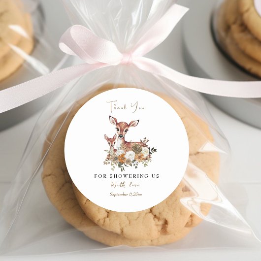 étiquette de Merci de baby shower de cerf de maman