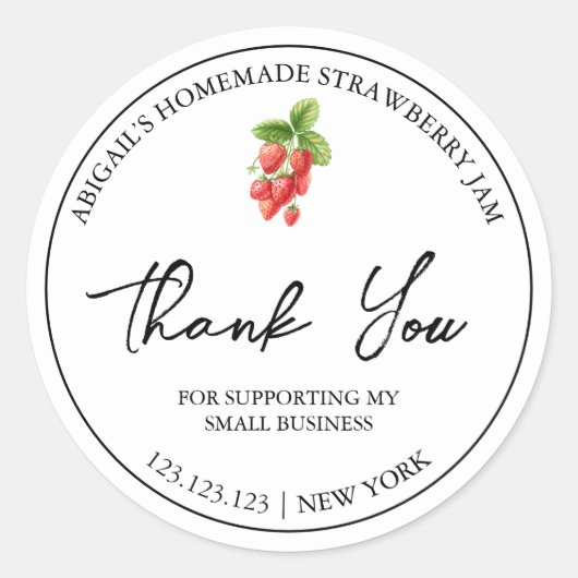 Étiquette de Merci de confiture de fraises maison (Devant)