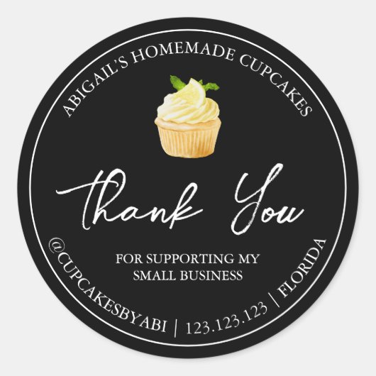 Étiquette de Merci de Cupcake maison simple (Devant)
