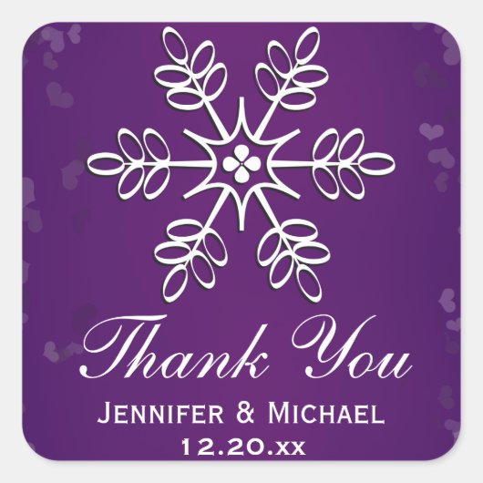 Étiquette de Merci de flocon de neige violet (Devant)
