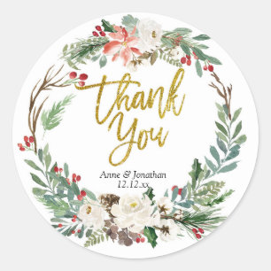 Étiquette de Merci de Noël en or