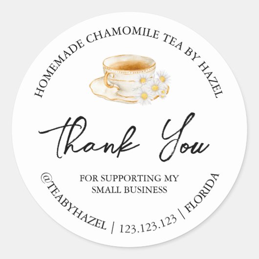 Étiquette de Merci de thé Chamomile simple fait ma (Devant)