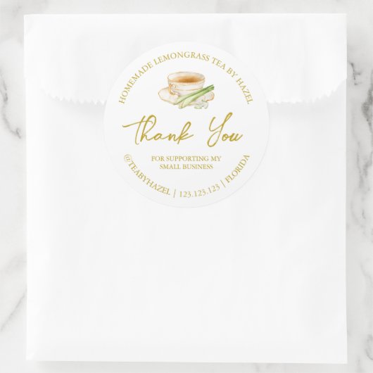Étiquette de Merci de thé en citronnelle maison si (Sac)