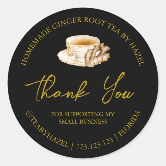 Étiquette de Merci de thé racine au gingembre mais (Devant)
