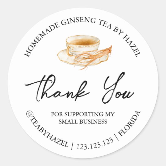 Étiquette de Merci de thé racine Ginseng maison si (Devant)