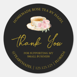 Étiquette de Merci de thé Rose maison simple