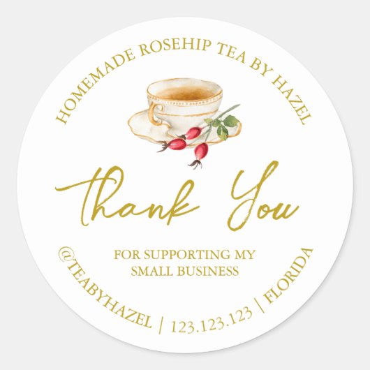 Étiquette de Merci de thé Rosehip maison simple (Devant)