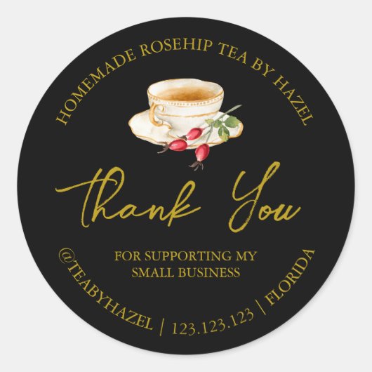Étiquette de Merci de thé Rosehip maison simple (Devant)