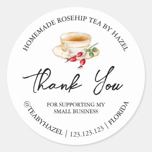 Étiquette de Merci de thé Rosehip maison simple (Devant)