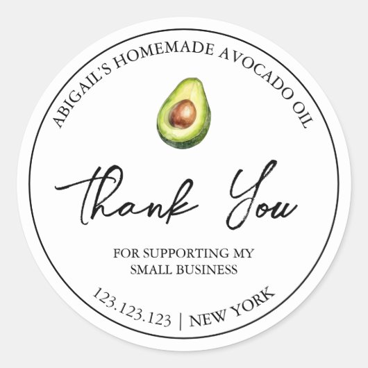 Étiquette de Merci d'huile d'Avocado simple fait m (Devant)