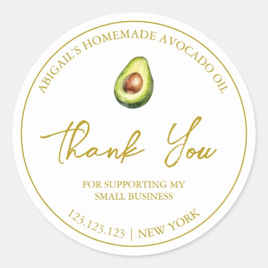 Étiquette de Merci d'huile d'Avocado simple fait m (Devant)