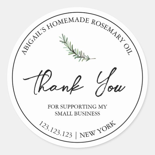 Étiquette de Merci d'huile de romarin maison simpl (Devant)