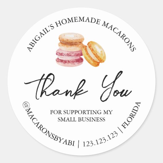 Étiquette de Merci Macaron maison simple (Devant)
