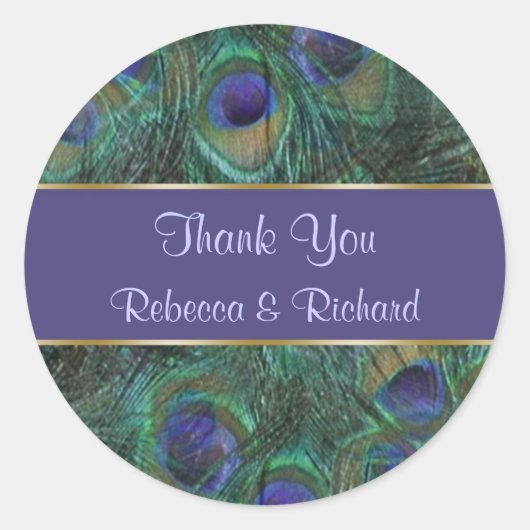 Étiquette de Merci Mariage violet vert (Devant)