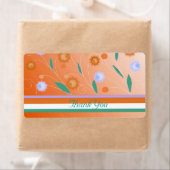 Étiquette de Merci Orange Fleurs et rayures (En situation)