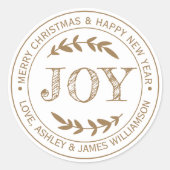 Étiquette de message de Noël JOY Gold Cadeau (Devant)