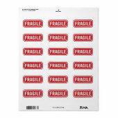 Étiquette de messagerie simple Red Fragile (Feuille entière)
