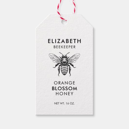 Étiquette de miel à fleurs d'orange avec abeille a (Devant)