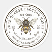 Étiquette de miel à fleurs d'orange avec abeille v (Devant)