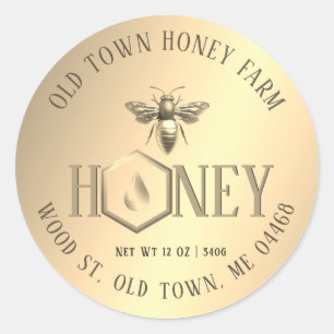 Étiquette de miel à goutte d'or de Queen Bee de st