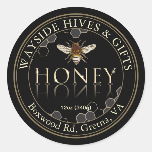 Étiquette de miel abeille et peigne de miel sur no (Devant)
