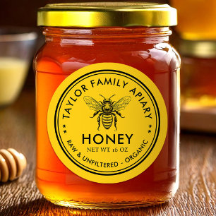 Étiquette de miel avec abeille à couleur personnal