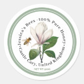 Étiquette de miel avec Magnolia et frontière d'abe (Devant)