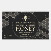 Étiquette de miel avec peigne de miel et abeille s (Devant)