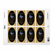 Étiquette de miel brut pur Fleurs sauvages noir et (Feuille entière)