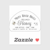 Étiquette de miel crémé transparent 3 oz Skep Jar (Feuille)