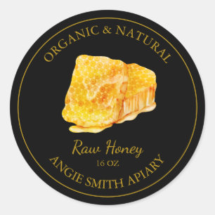 Étiquette de miel cru Gold Honeypeb Black
