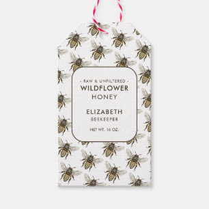 Étiquette de miel de fleur sauvage avec motif d'ab