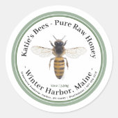 Étiquette de miel de la reine Bee avec frontière v (Devant)