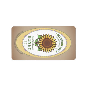 Étiquette de miel de tournesol pointé sur la front
