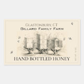 Étiquette de miel d'ivoire (trois ruches) (Devant)