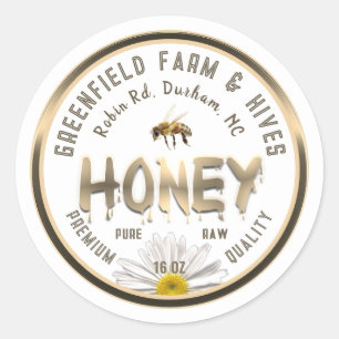 Étiquette de miel doré métallisé fleur de margueri