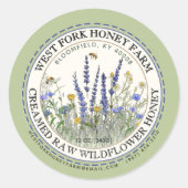 Étiquette de miel Fleur sauvage avec abeilles (Devant)