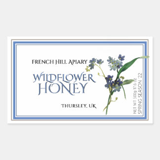 Étiquette de miel Fleur sauvage bleu (Date de réco