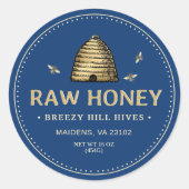 Étiquette de miel Gold Skep avec abeilles Dotée Bo (Devant)