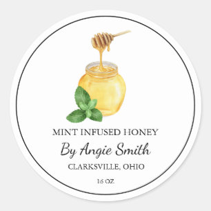 Étiquette de miel infusé à la menthe simple