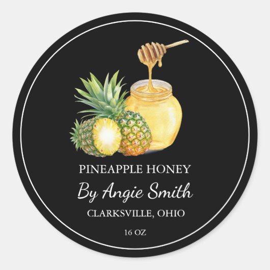 Étiquette de miel infusé à l'ananas simple (Devant)
