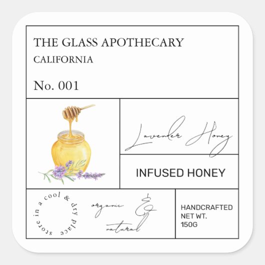 Étiquette de miel infusé Apothecary Lavender (Devant)