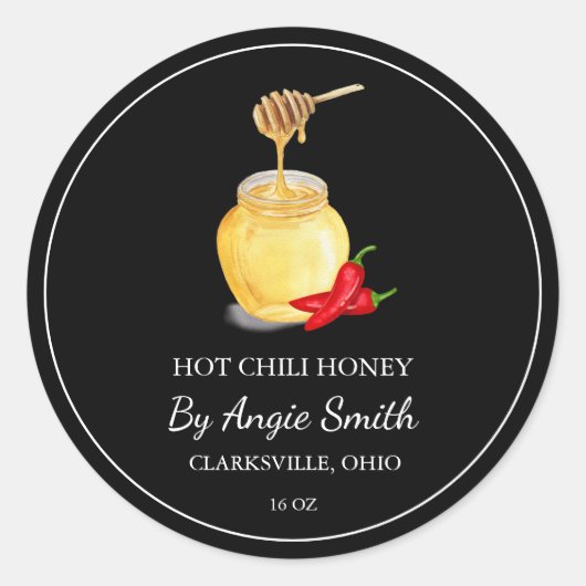 Étiquette de miel infusé au chili chaud simple (Devant)